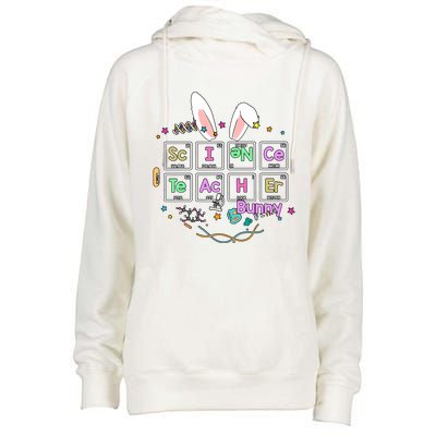 Science Teacher Bunny Periodic Table Chemistry Elements Easter Cute Bunny Womens Funnel Neck Pullover Hood