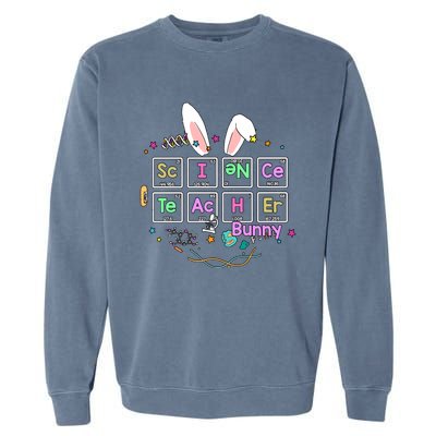 Science Teacher Bunny Periodic Table Chemistry Elements Easter Cute Bunny Garment-Dyed Sweatshirt