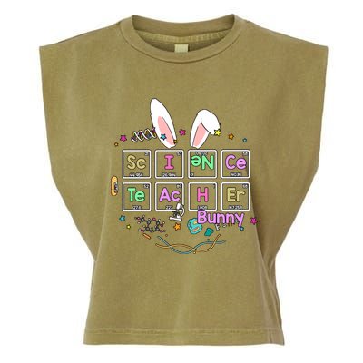 Science Teacher Bunny Periodic Table Chemistry Elements Easter Cute Bunny Garment-Dyed Women's Muscle Tee