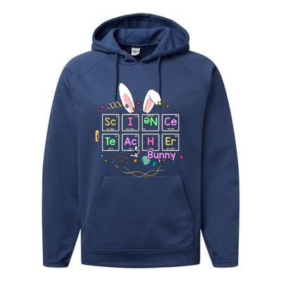 Science Teacher Bunny Periodic Table Chemistry Elements Easter Cute Bunny Performance Fleece Hoodie