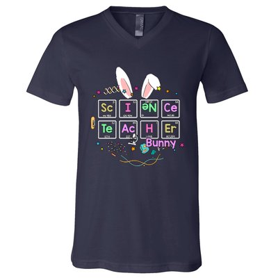 Science Teacher Bunny Periodic Table Chemistry Elements Easter Cute Bunny V-Neck T-Shirt