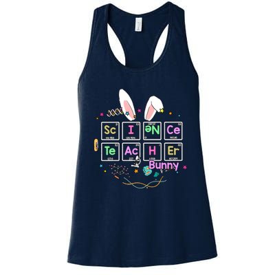 Science Teacher Bunny Periodic Table Chemistry Elements Easter Cute Bunny Women's Racerback Tank