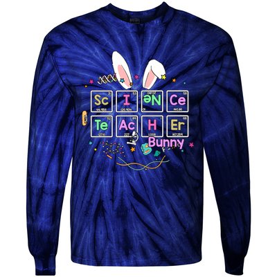 Science Teacher Bunny Periodic Table Chemistry Elements Easter Cute Bunny Tie-Dye Long Sleeve Shirt