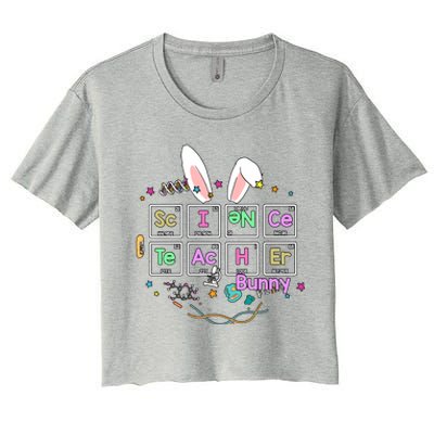 Science Teacher Bunny Periodic Table Chemistry Elements Easter Cute Bunny Women's Crop Top Tee