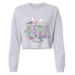 Science Teacher Bunny Periodic Table Chemistry Elements Easter Cute Bunny Cropped Pullover Crew