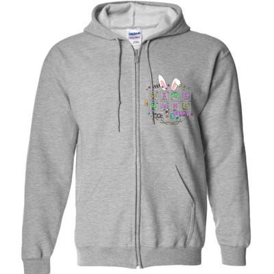 Science Teacher Bunny Periodic Table Chemistry Elements Easter Cute Bunny Full Zip Hoodie