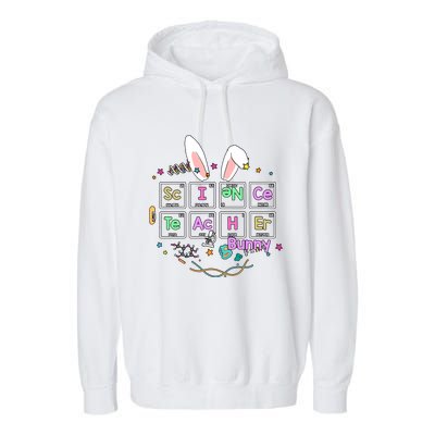 Science Teacher Bunny Periodic Table Chemistry Elements Easter Cute Bunny Garment-Dyed Fleece Hoodie