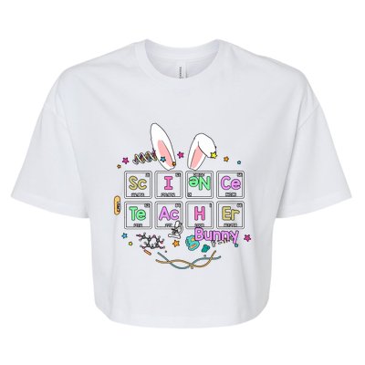 Science Teacher Bunny Periodic Table Chemistry Elements Easter Cute Bunny Bella+Canvas Jersey Crop Tee