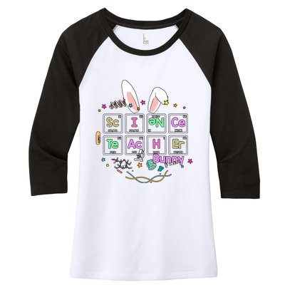 Science Teacher Bunny Periodic Table Chemistry Elements Easter Cute Bunny Women's Tri-Blend 3/4-Sleeve Raglan Shirt