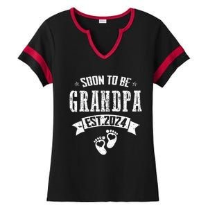 Soon To Be Grandpa Promoted To Grandpa 2024 Ladies Halftime Notch Neck Tee