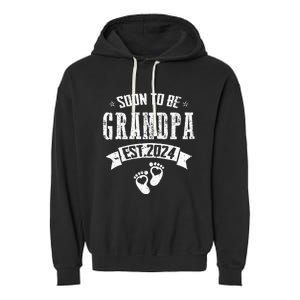 Soon To Be Grandpa Promoted To Grandpa 2024 Garment-Dyed Fleece Hoodie