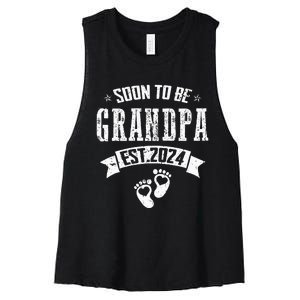 Soon To Be Grandpa Promoted To Grandpa 2024 Women's Racerback Cropped Tank