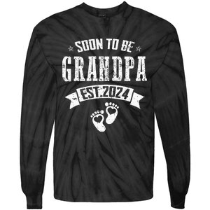 Soon To Be Grandpa Promoted To Grandpa 2024 Tie-Dye Long Sleeve Shirt