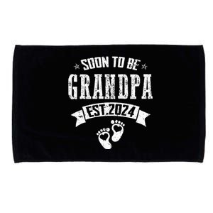 Soon To Be Grandpa Promoted To Grandpa 2024 Microfiber Hand Towel