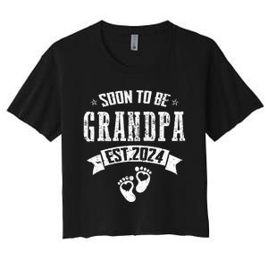 Soon To Be Grandpa Promoted To Grandpa 2024 Women's Crop Top Tee