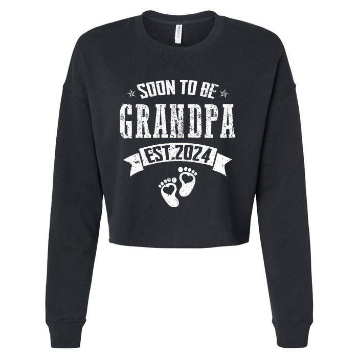 Soon To Be Grandpa Promoted To Grandpa 2024 Cropped Pullover Crew