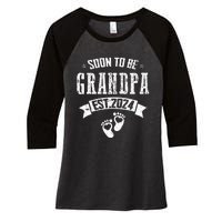 Soon To Be Grandpa Promoted To Grandpa 2024 Women's Tri-Blend 3/4-Sleeve Raglan Shirt