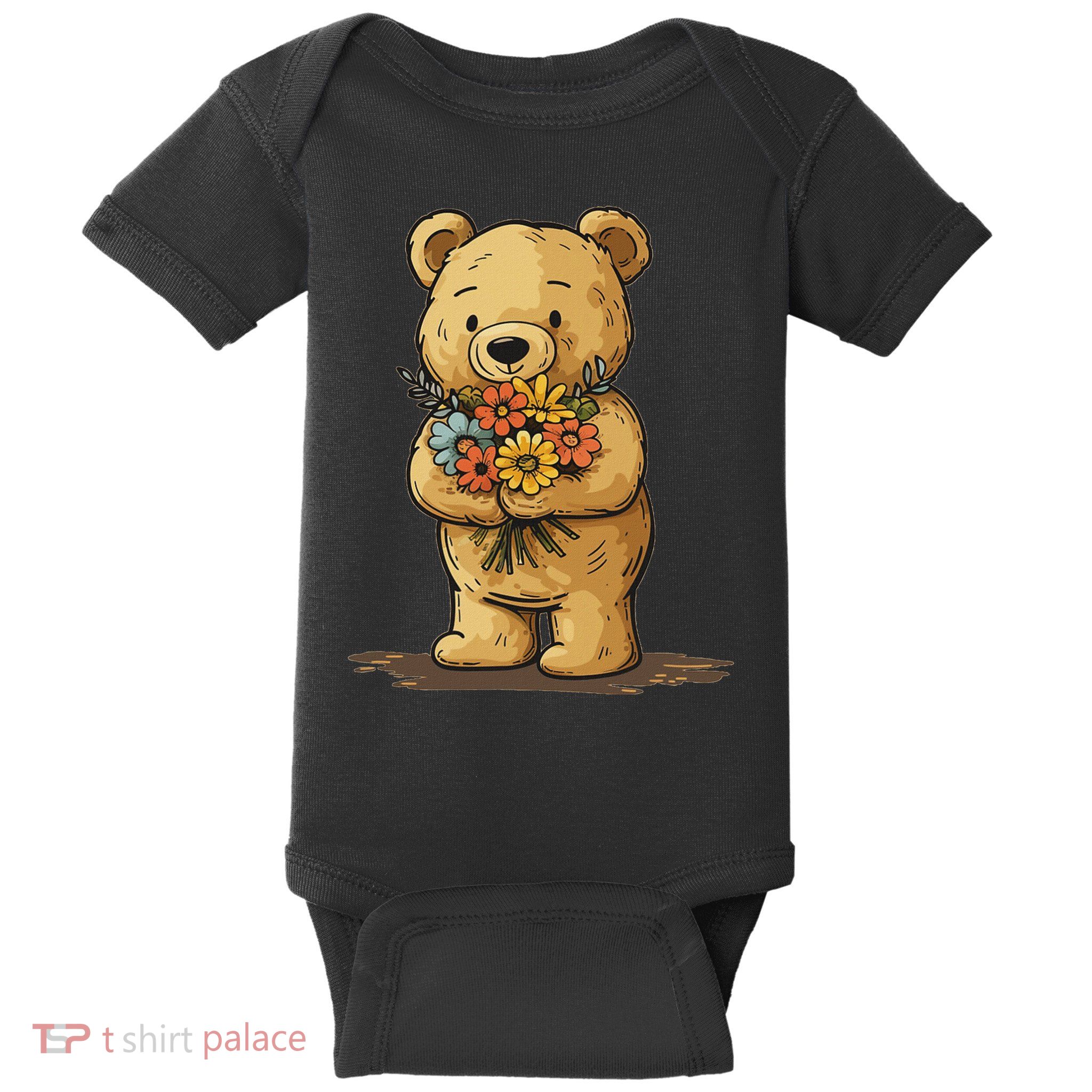 Sweet Teddy Bear For Flowers And Garden Lovers Baby Bodysuit