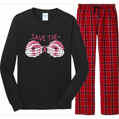 Save The Boobees Boo Bees Breast Cancer Halloween Gift Long Sleeve Pajama Set