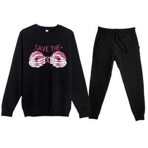 Save The Boobees Boo Bees Breast Cancer Halloween Gift Premium Crewneck Sweatsuit Set