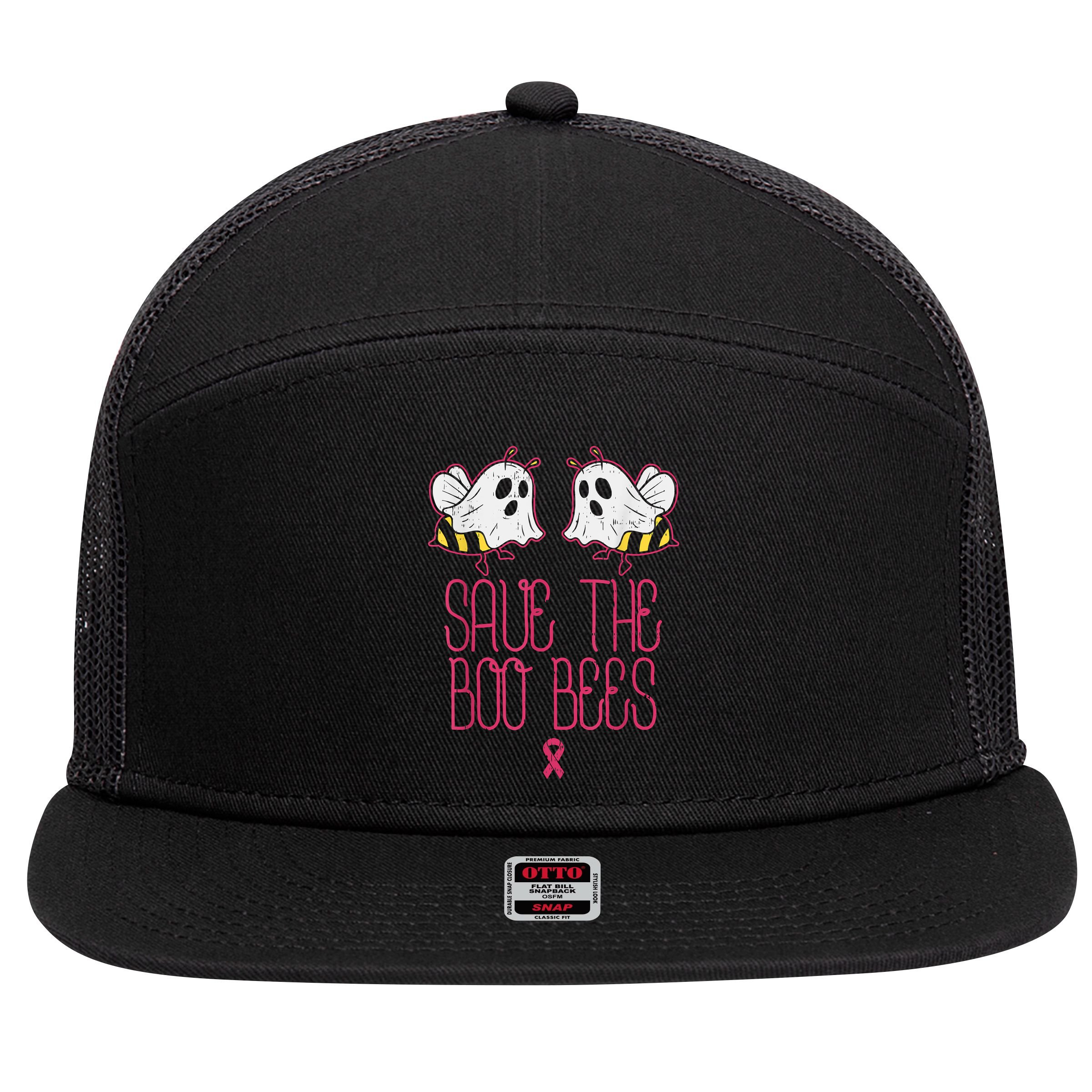 Save The Boobees Boo Bees Breast Cancer Halloween 7 Panel Mesh Trucker Snapback Hat