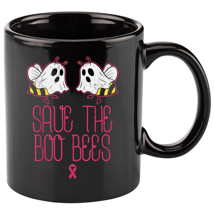 Save The Boobees Boo Bees Breast Cancer Halloween 11oz C Handle Ceramic Mug