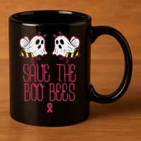 Save The Boobees Boo Bees Breast Cancer Halloween 11oz C Handle Ceramic Mug
