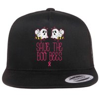 Save The Boobees Boo Bees Breast Cancer Halloween Flat Bill Trucker Hat
