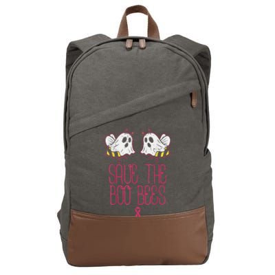 Save The Boobees Boo Bees Breast Cancer Halloween Cotton Canvas Backpack