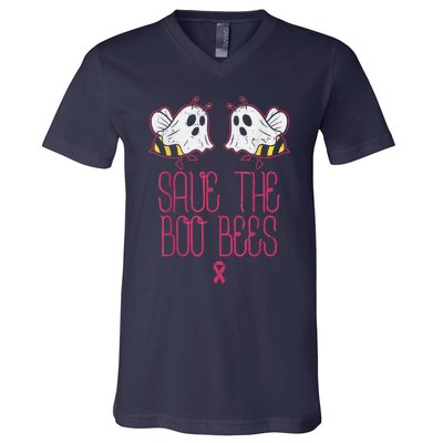 Save The Boobees Boo Bees Breast Cancer Halloween V-Neck T-Shirt