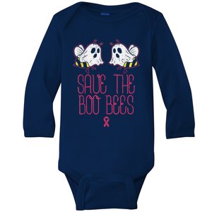 Save The Boobees Boo Bees Breast Cancer Halloween Baby Long Sleeve Bodysuit