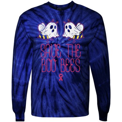 Save The Boobees Boo Bees Breast Cancer Halloween Tie-Dye Long Sleeve Shirt