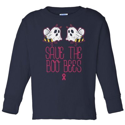 Save The Boobees Boo Bees Breast Cancer Halloween Toddler Long Sleeve Shirt