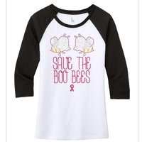 Save The Boobees Boo Bees Breast Cancer Halloween Women's Tri-Blend 3/4-Sleeve Raglan Shirt