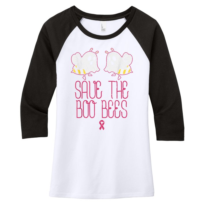 Save The Boobees Boo Bees Breast Cancer Halloween Women's Tri-Blend 3/4-Sleeve Raglan Shirt