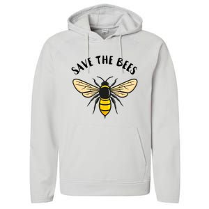 Save The Bees Save Our Planet Beekeeper Honey Earth Day Gift Performance Fleece Hoodie