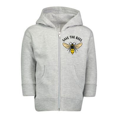 Save The Bees Save Our Planet Beekeeper Honey Earth Day Gift Toddler Zip Fleece Hoodie