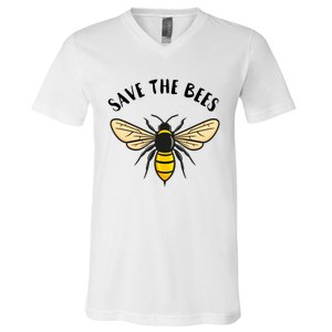 Save The Bees Save Our Planet Beekeeper Honey Earth Day Gift V-Neck T-Shirt