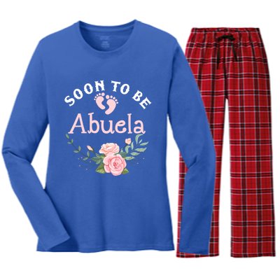 Soon To Be Abuela First Time Grandma Promoted To New Grandma Gift Women's Long Sleeve Flannel Pajama Set 