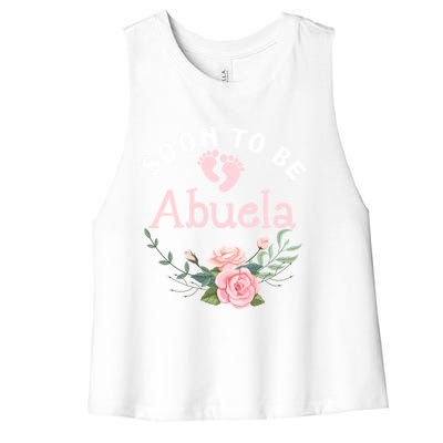 Soon To Be Abuela First Time Grandma Promoted To New Grandma Gift Women's Racerback Cropped Tank