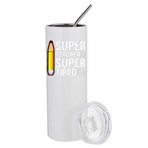 Super Teacher By Day Super Tired By Night Funny Back To School Gift Stainless Steel Tumbler