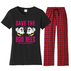 Save The Boobees Boo Bees Breast Cancer Halloween Women's Flannel Pajama Set