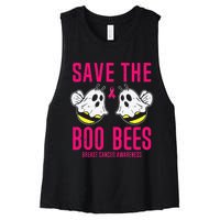 Save The Boobees Boo Bees Breast Cancer Halloween Women's Racerback Cropped Tank