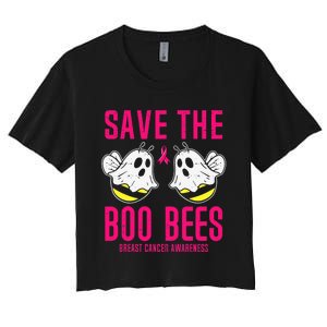 Save The Boobees Boo Bees Breast Cancer Halloween Women's Crop Top Tee