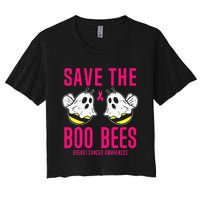 Save The Boobees Boo Bees Breast Cancer Halloween Women's Crop Top Tee