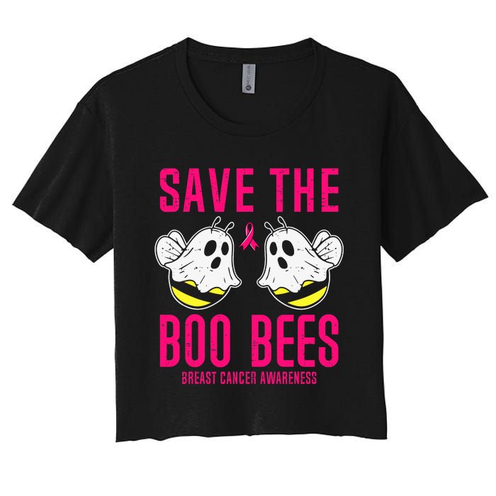 Save The Boobees Boo Bees Breast Cancer Halloween Women's Crop Top Tee