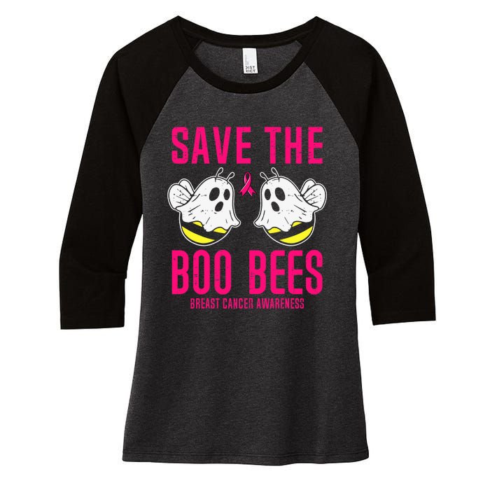 Save The Boobees Boo Bees Breast Cancer Halloween Women's Tri-Blend 3/4-Sleeve Raglan Shirt