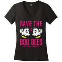 Save The Boobees Boo Bees Breast Cancer Halloween Women's V-Neck T-Shirt