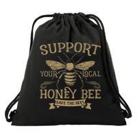 Save The Bees Local Honey Bee Support Drawstring Bag