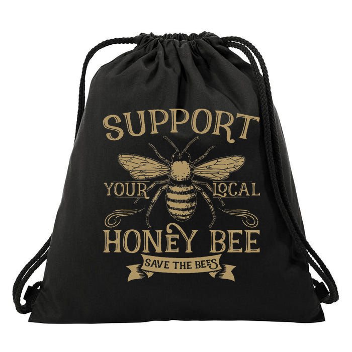 Save The Bees Local Honey Bee Support Drawstring Bag